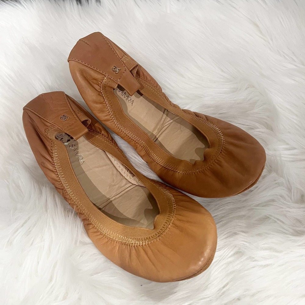 Yosi Samra Samara Brown Tan Foldable Ballet Flats Size 10